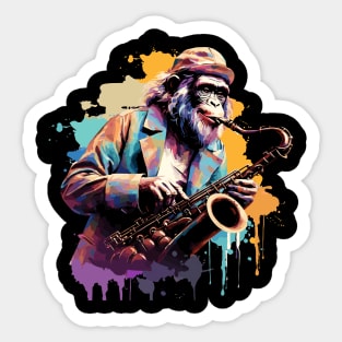 Monkey Playing Saxophone Sticker